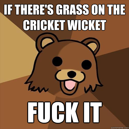 if there's grass on the cricket wicket fuck it  Pedobear