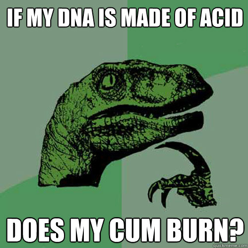 IF MY DNA IS MADE OF ACID DOES MY CUM BURN?  Philosoraptor