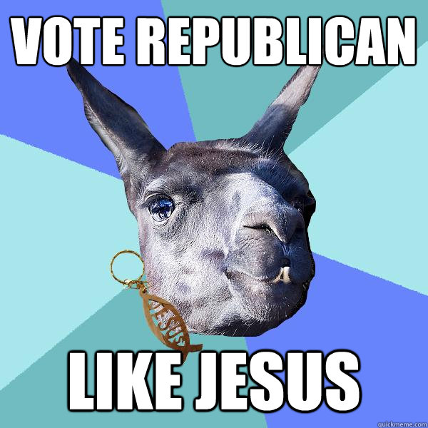 vote republican like Jesus  Christian Mama Llama