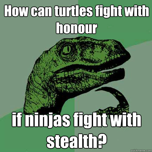 How can turtles fight with honour if ninjas fight with stealth?  Philosoraptor