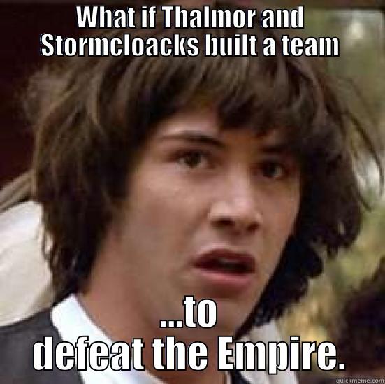 A new army is comin' - WHAT IF THALMOR AND STORMCLOACKS BUILT A TEAM ...TO DEFEAT THE EMPIRE. conspiracy keanu