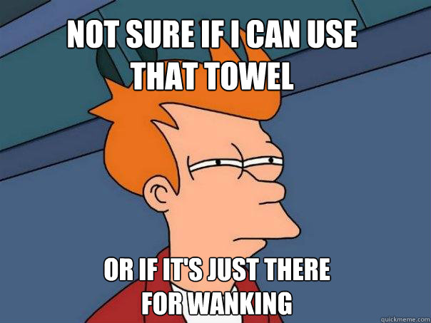 not sure if i can use
that towel or if it's just there 
for wanking - not sure if i can use
that towel or if it's just there 
for wanking  Futurama Fry