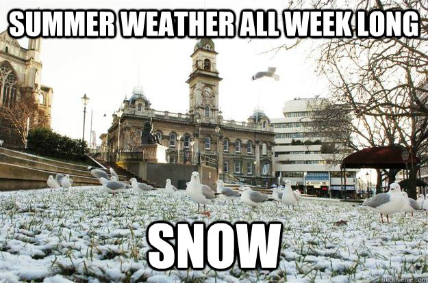 Summer weather all week long snow - Summer weather all week long snow  Scumbag Dunedin