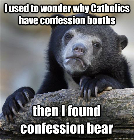 I used to wonder why Catholics have confession booths then I found confession bear  Confession Bear