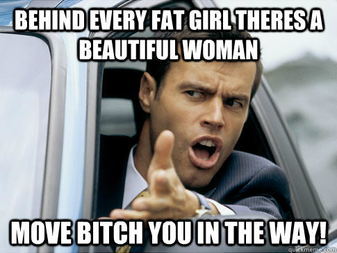 BEHIND EVERY FAT GIRL THERES A BEAUTIFUL WOMAN MOVE BITCH YOU IN THE WAY!  Asshole driver