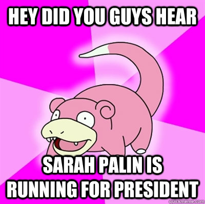 hey did you guys hear Sarah Palin is running for President  