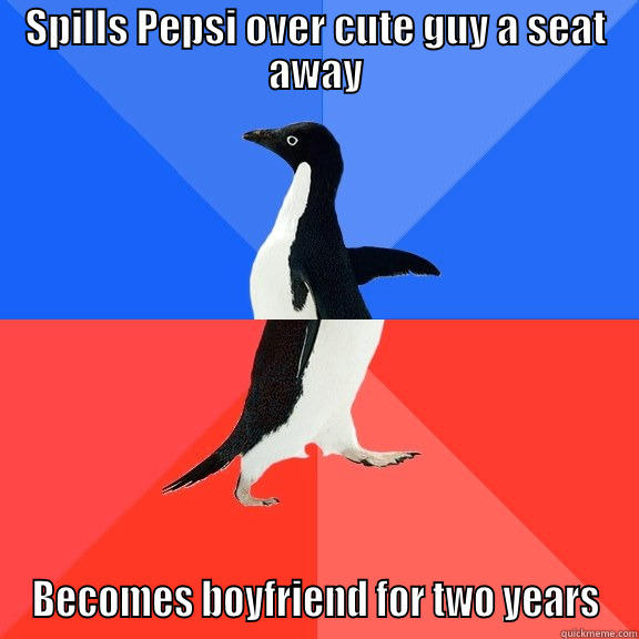 SPILLS PEPSI OVER CUTE GUY A SEAT AWAY BECOMES BOYFRIEND FOR TWO YEARS Socially Awkward Awesome Penguin