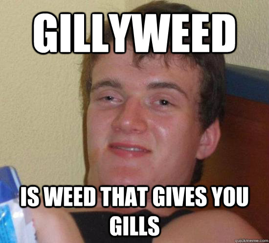 Gillyweed Is weed that gives you gills  Really High Guy