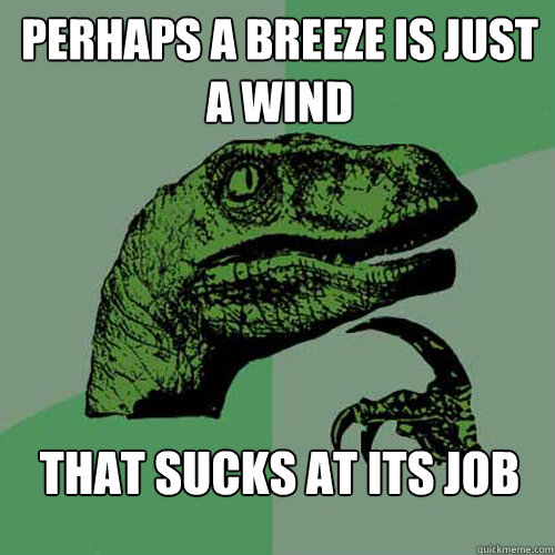 perhaps a breeze is just a wind that sucks at its job - perhaps a breeze is just a wind that sucks at its job  Philosoraptor