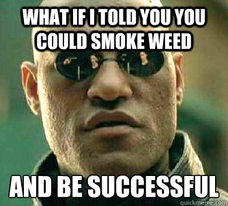 What if I told you you could smoke weed AND be successful  Matrix Morpheus