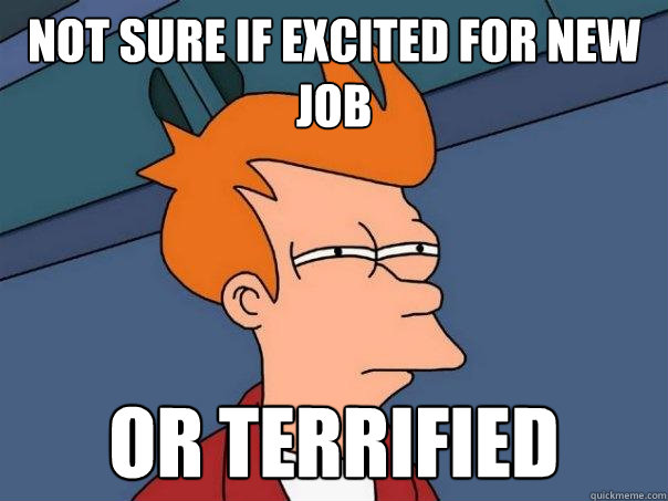 not sure if excited for new job Or terrified - not sure if excited for new job Or terrified  Futurama Fry