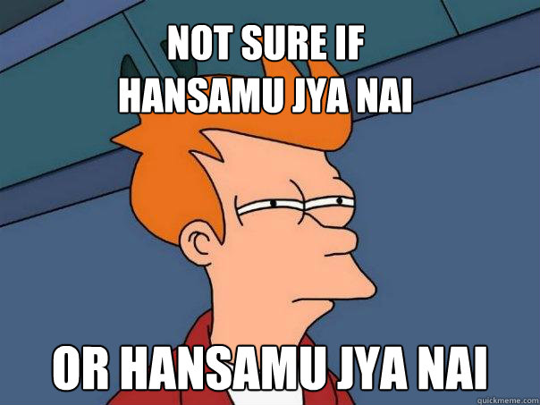 Not sure if 
hansamu jya nai or hansamu jya nai - Not sure if 
hansamu jya nai or hansamu jya nai  Futurama Fry