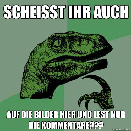 Scheisst ihr auch auf die bilder hier und lest nur die kommentare??? - Scheisst ihr auch auf die bilder hier und lest nur die kommentare???  Philosoraptor