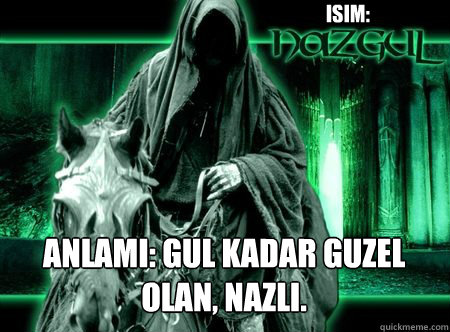 ISIM: ANLAMI: GUL KADAR GUZEL OLAN, NAZLI.  NAZGUL