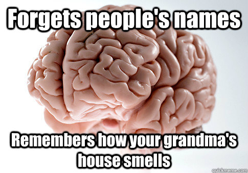 Forgets people's names Remembers how your grandma's house smells   Scumbag Brain