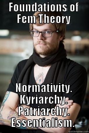 FOUNDATIONS OF FEM THEORY NORMATIVITY. KYRIARCHY. PATRIARCHY. ESSENTIALISM.  Hipster Barista