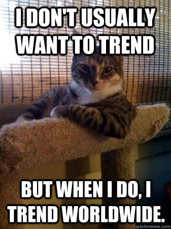 I don't usually want to Trend but when I do, I Trend Worldwide.  The Most Interesting Cat in the World