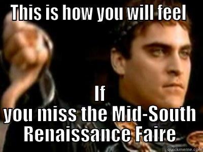 MS ren faire - THIS IS HOW YOU WILL FEEL  IF YOU MISS THE MID-SOUTH RENAISSANCE FAIRE Downvoting Roman