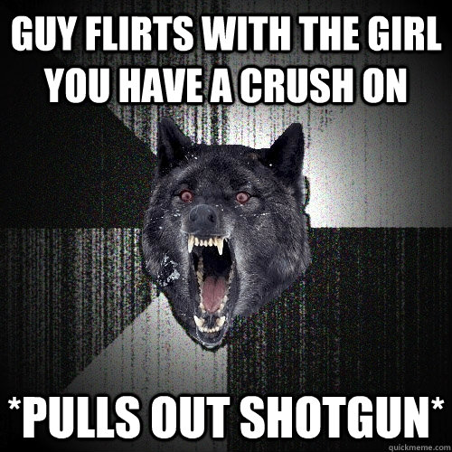 Guy flirts with the girl you have a crush on *PULLS OUT SHOTGUN*  Insanity Wolf