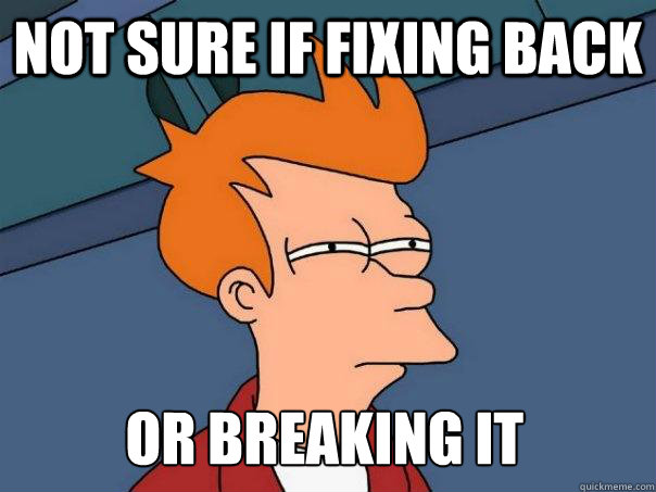 Not sure if fixing back Or breaking it - Not sure if fixing back Or breaking it  Futurama Fry