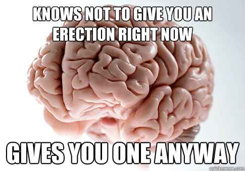 Knows not to give you an erection right now GIVES YOU ONE ANYWAY - Knows not to give you an erection right now GIVES YOU ONE ANYWAY  Scumbag Brain