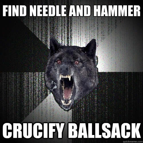 Find Needle and Hammer Crucify Ballsack  Insanity Wolf