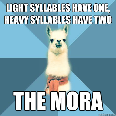 light syllables have one, heavy syllables have two the mora  Linguist Llama