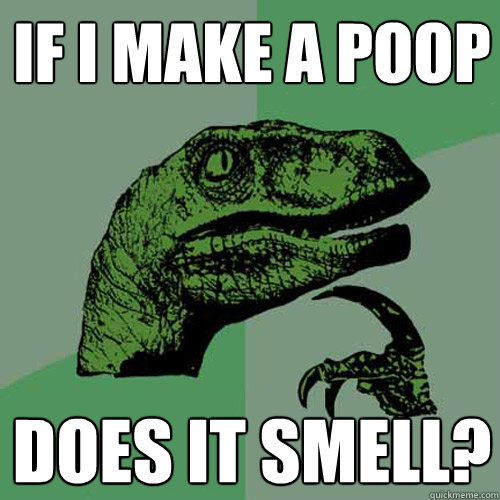 If I make a poop does it smell? - If I make a poop does it smell?  Philosoraptor