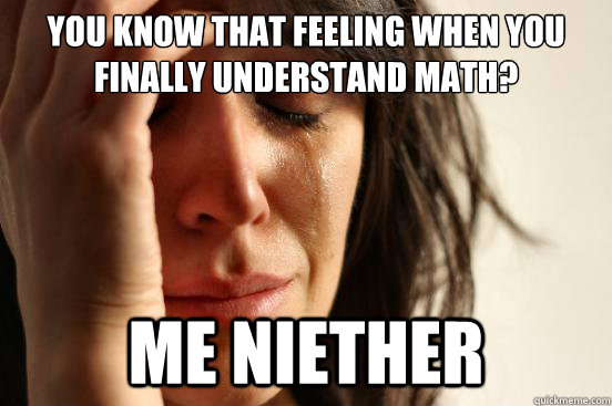 you know that feeling when you finally understand math? me niether  First World Problems