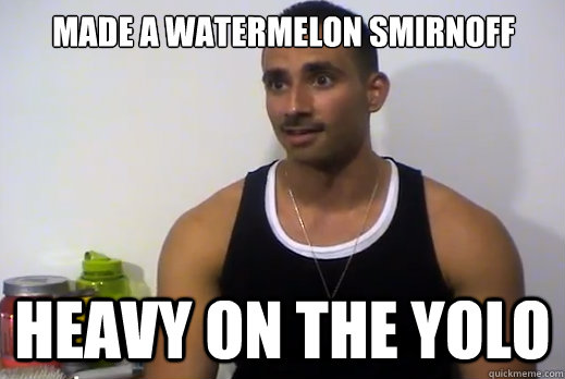 Made a watermelon smirnoff heavy on the yolo - Made a watermelon smirnoff heavy on the yolo  Dom Mazzetti