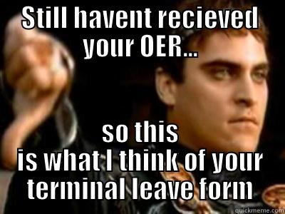 STILL HAVENT RECIEVED YOUR OER... SO THIS IS WHAT I THINK OF YOUR TERMINAL LEAVE FORM Downvoting Roman