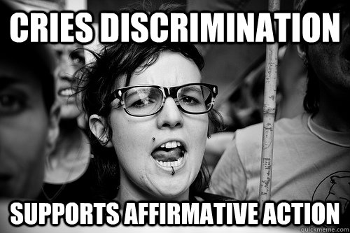 Cries Discrimination Supports Affirmative Action - Cries Discrimination Supports Affirmative Action  Hypocrite Feminist
