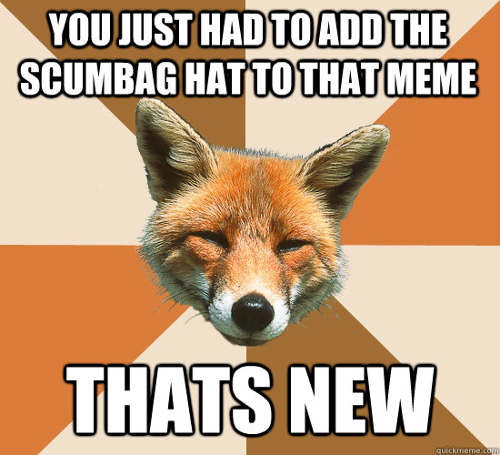 You just had to add the scumbag hat to that meme Thats new  Condescending Fox