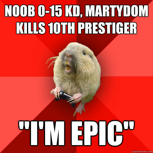 Noob 0-15 kd, martydom kills 10th prestiger 