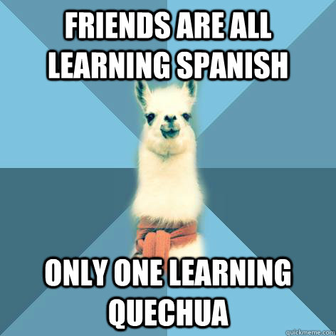friends are all learning spanish only one learning quechua - friends are all learning spanish only one learning quechua  Linguist Llama