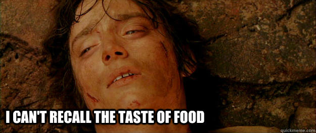 I can't recall the taste of food  frodo