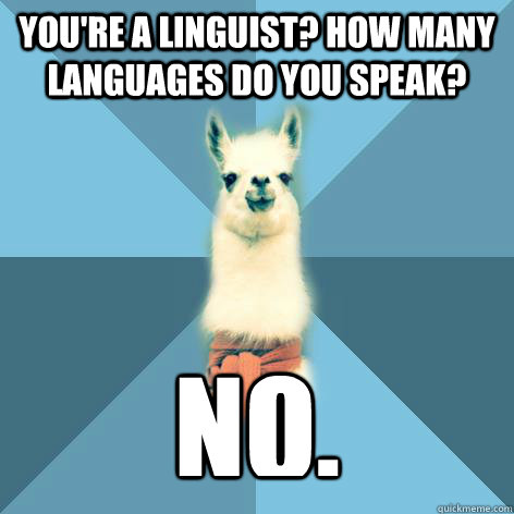 You're a linguist? How many languages do you speak? NO.  Linguist Llama