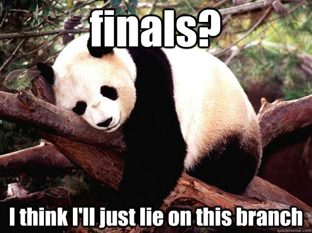 finals? I think I'll just lie on this branch  Procrastination Panda