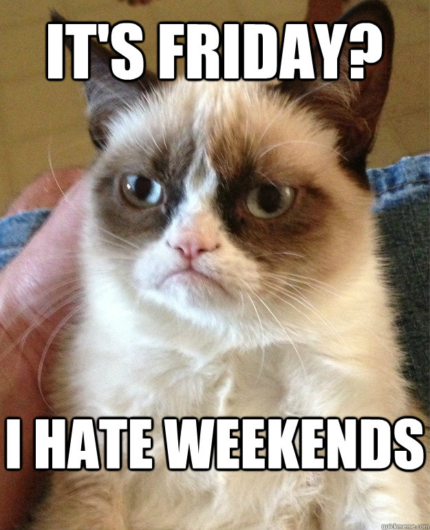 It's Friday? I hate weekends  Grumpy Cat