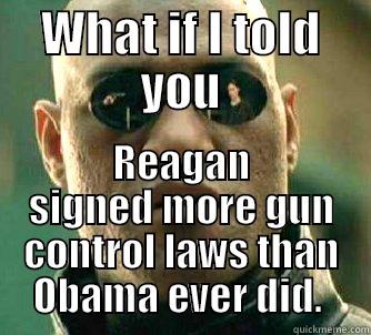 WHAT IF I TOLD YOU REAGAN SIGNED MORE GUN CONTROL LAWS THAN OBAMA EVER DID.  Matrix Morpheus