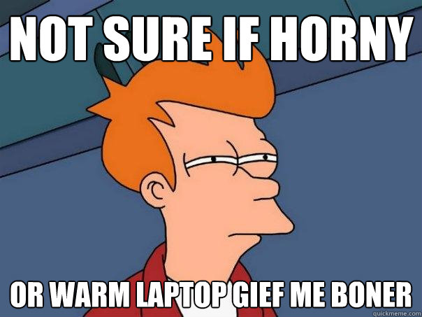 Not Sure if horny Or warm laptop gief me boner - Not Sure if horny Or warm laptop gief me boner  Futurama Fry