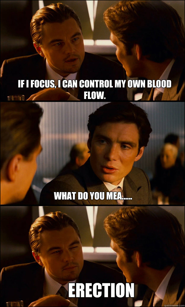 If I focus, I can control my own blood flow. What do you mea...... Erection  Inception