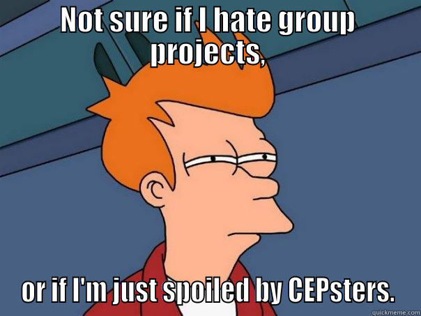 NOT SURE IF I HATE GROUP PROJECTS, OR IF I'M JUST SPOILED BY CEPSTERS. Futurama Fry