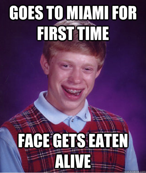 goes to miami for first time face gets eaten alive  Bad Luck Brian