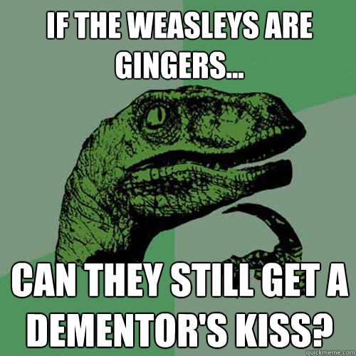 if the weasleys are gingers... Can they still get a dementor's kiss? - if the weasleys are gingers... Can they still get a dementor's kiss?  Philosoraptor