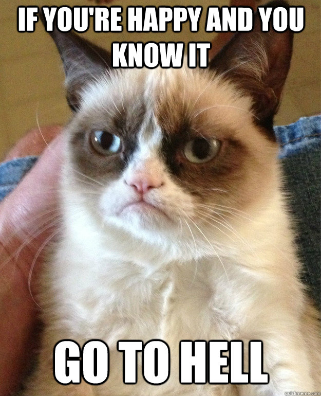 If you're happy and you know it go to hell  Grumpy Cat