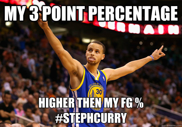 My 3 point percentage Higher then my FG %
#StephCurry  Steph Curry