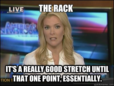 The rack It's a really good stretch until that one point, essentially.  Megyn Kelly