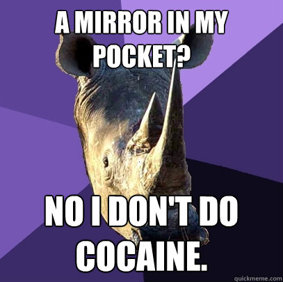 a mirror in my pocket? no i don't do cocaine.  Sexually Oblivious Rhino