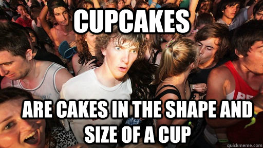 Cupcakes Are cakes in the shape and size of a cup  Sudden Clarity Clarence